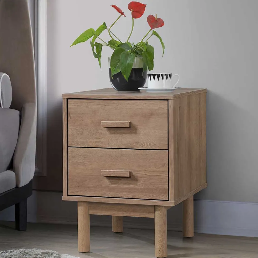 Wohnen Nachttische*Nachtkommode in Holzoptik Eiche - Benns