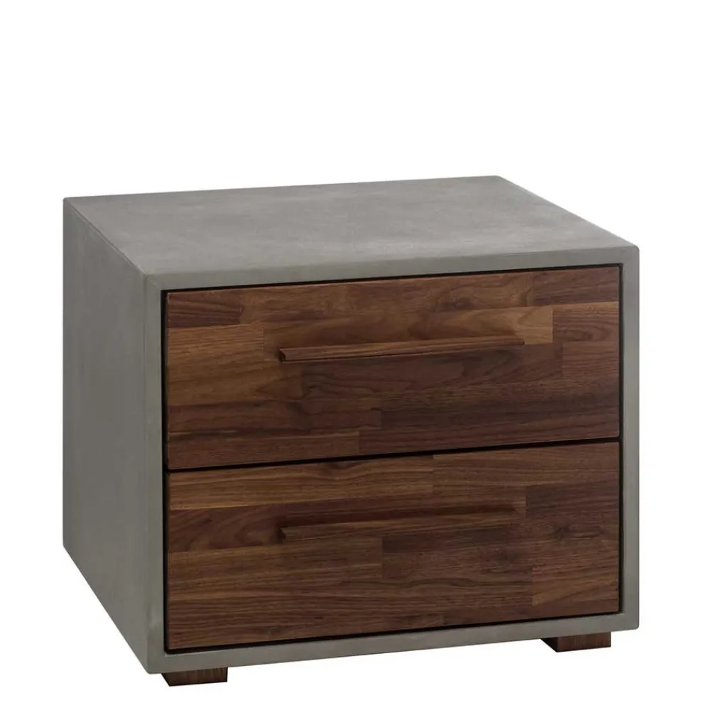 Wohnen Nachttische*Nachtkommode in Nussbaum und Beton Optik - Araulon