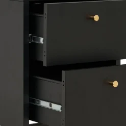 Wohnen Nachtkommode in Schwarz mit Gold - Singular