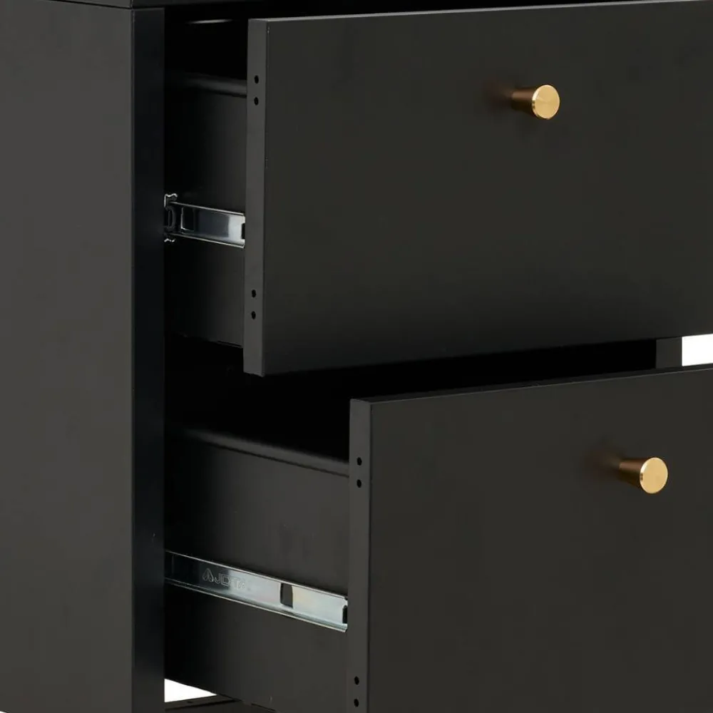 Wohnen Nachtkommode in Schwarz mit Gold - Singular