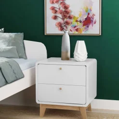 Wohnen Nachttische|Kommoden*Nachtkommode in Weiß mit Eiche - Kolreva