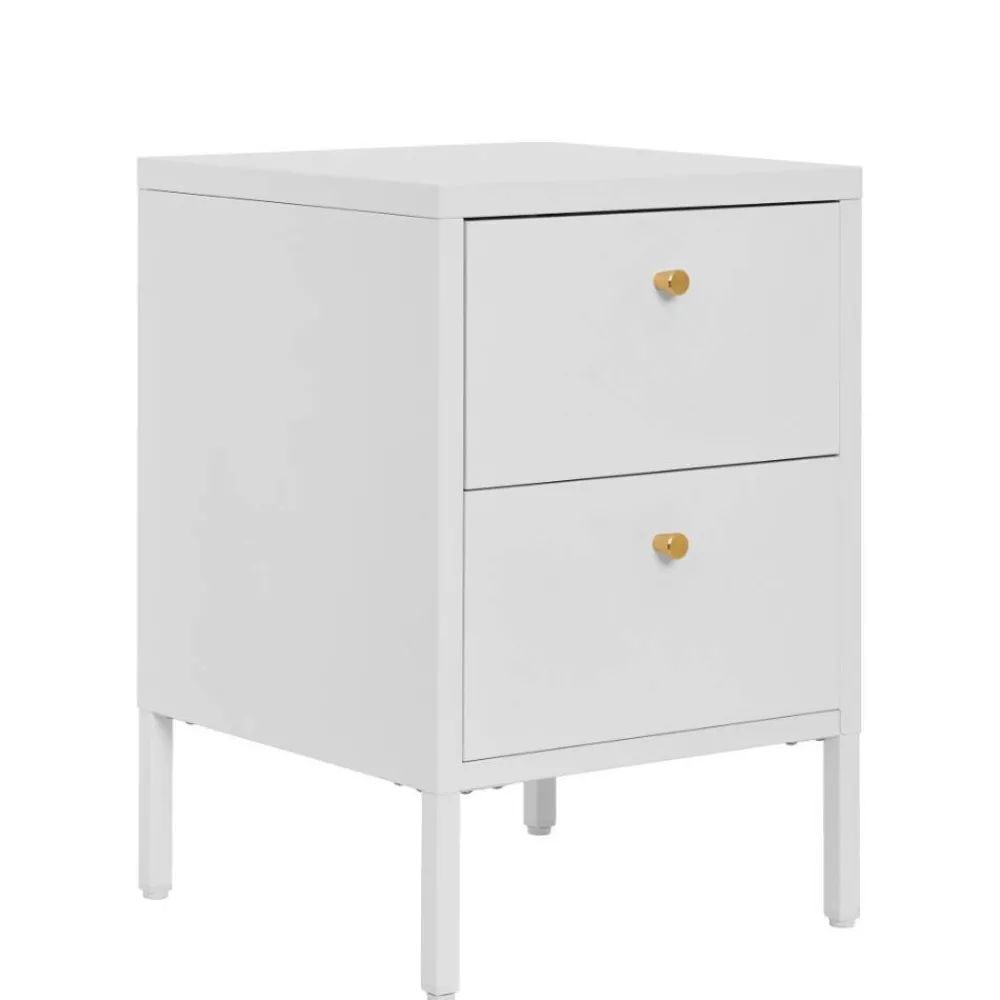 Wohnen Nachttische|Kommoden*Nachtkommode in Weiß mit Gold - Lititia