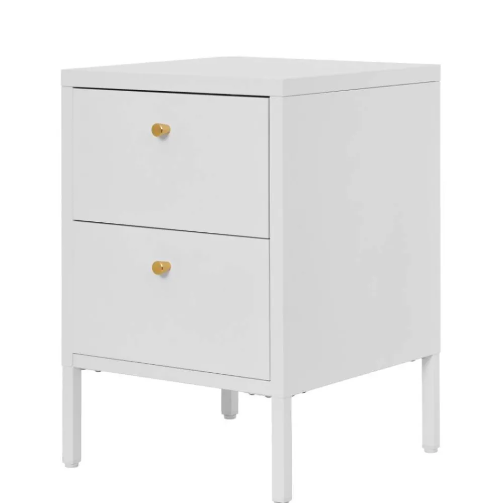Wohnen Nachttische|Kommoden*Nachtkommode in Weiß mit Gold - Lititia