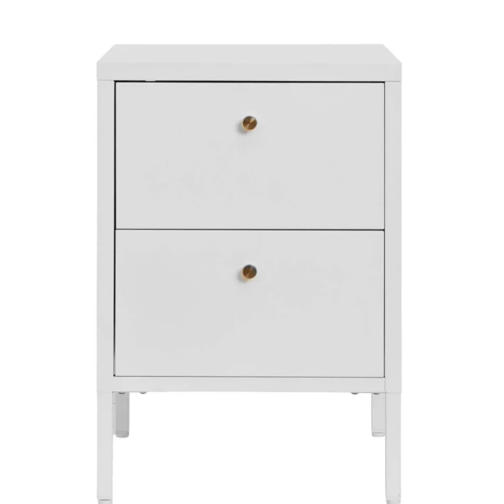 Wohnen Nachttische|Kommoden*Nachtkommode in Weiß mit Gold - Lititia