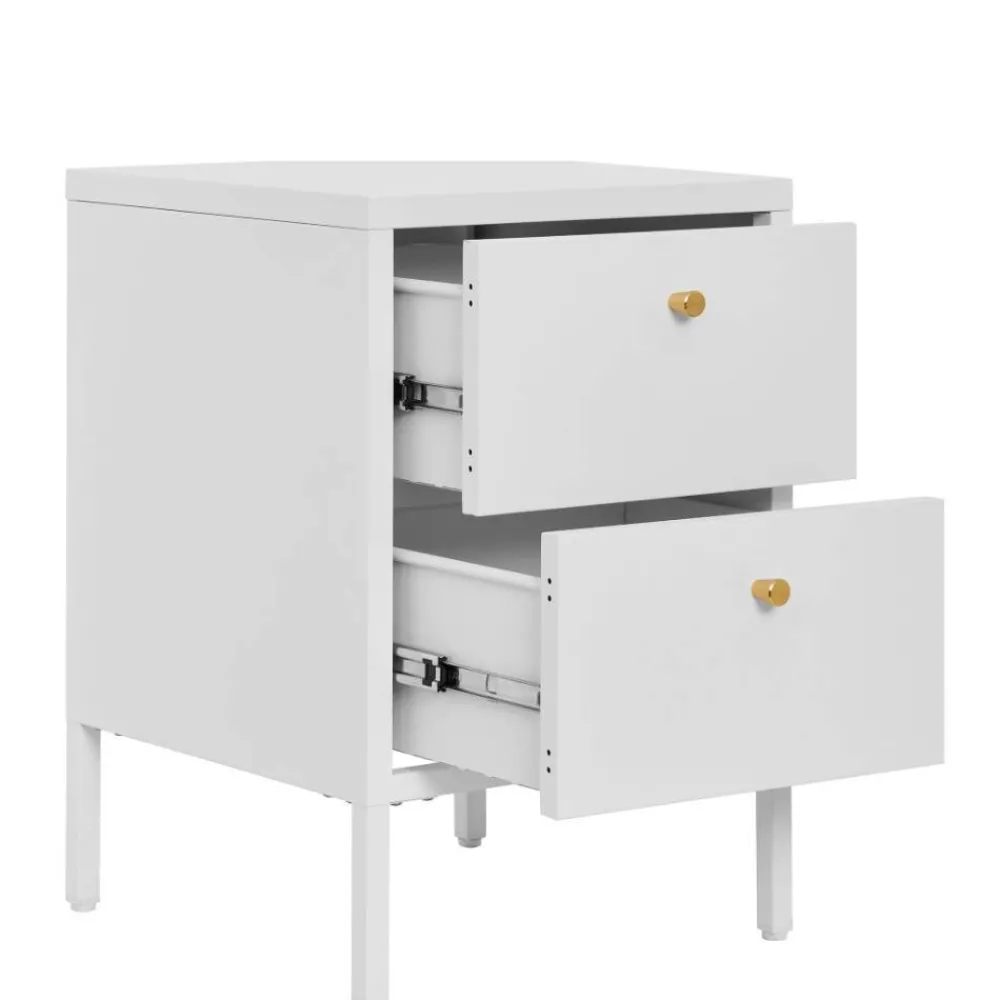 Wohnen Nachttische|Kommoden*Nachtkommode in Weiß mit Gold - Lititia