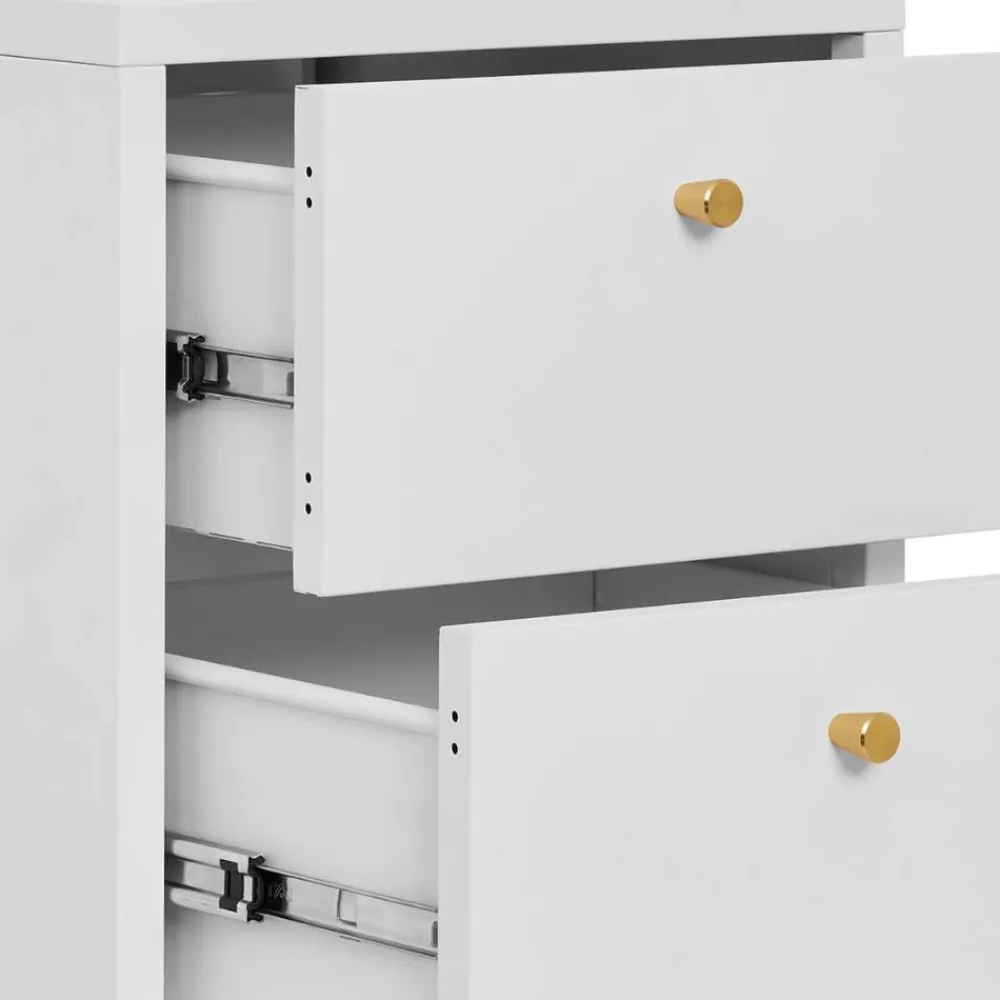 Wohnen Nachttische|Kommoden*Nachtkommode in Weiß mit Gold - Lititia