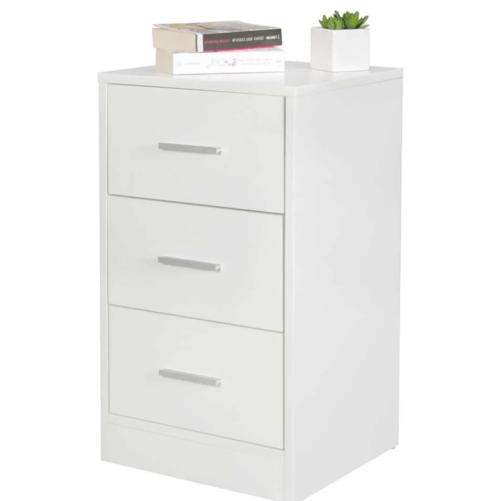 Wohnen Nachttische|Kommoden*Nachtkommode in Weiß mit Metallgriffen - Guantama