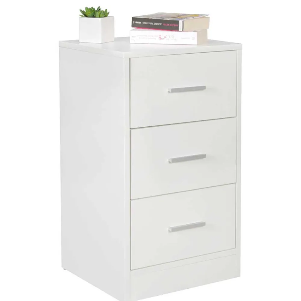 Wohnen Nachttische|Kommoden*Nachtkommode in Weiß mit Metallgriffen - Guantama