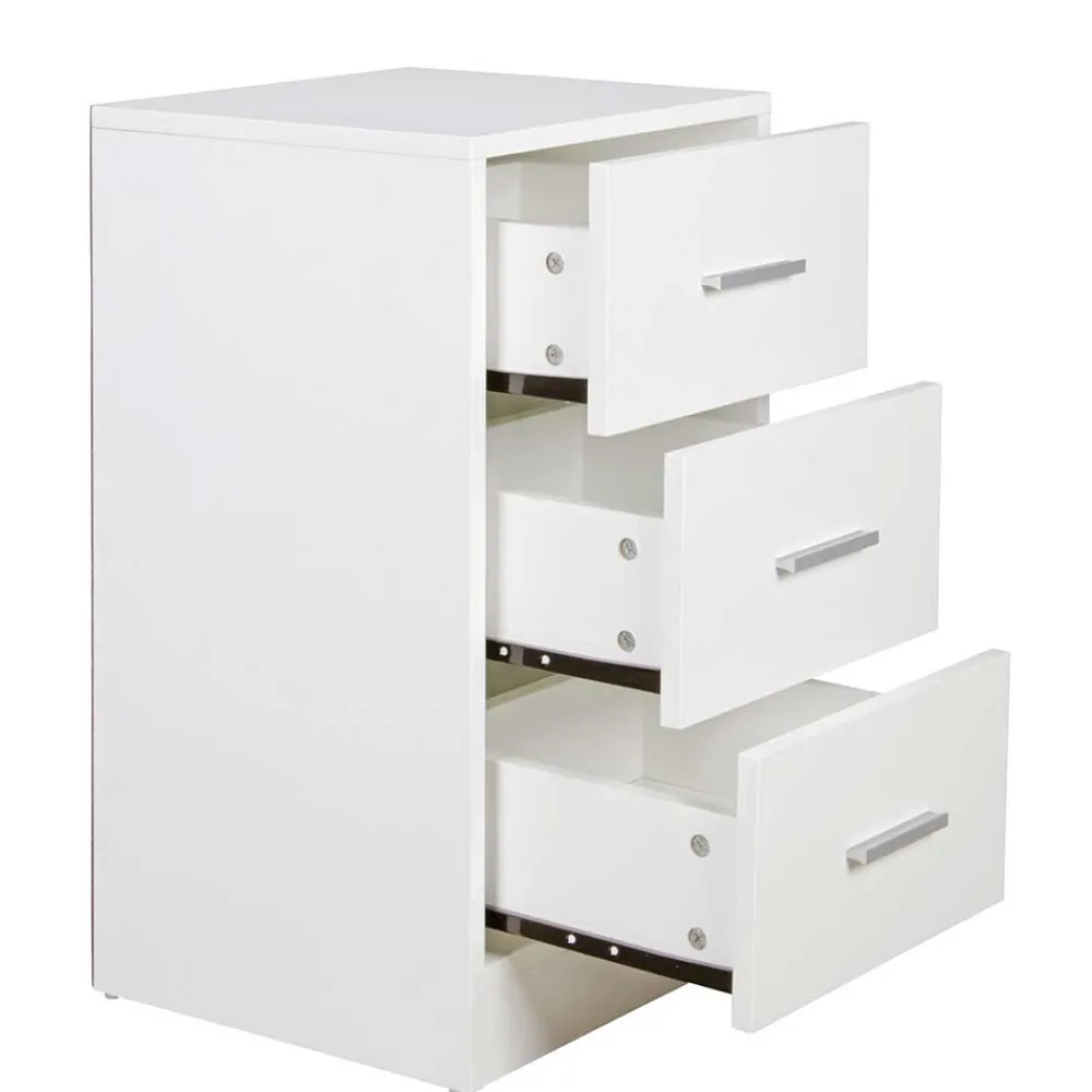 Wohnen Nachttische|Kommoden*Nachtkommode in Weiß mit Metallgriffen - Guantama