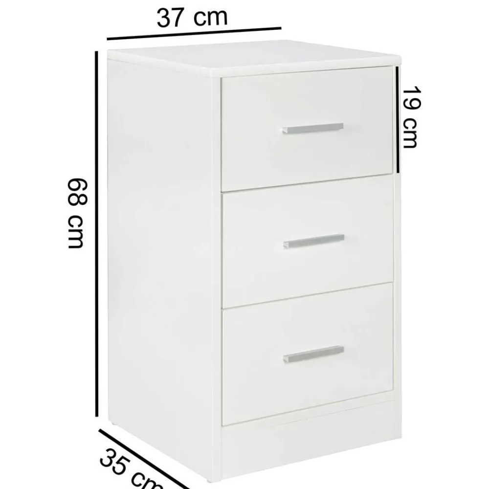 Wohnen Nachttische|Kommoden*Nachtkommode in Weiß mit Metallgriffen - Guantama