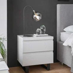 Wohnen Nachttische|Kommoden*Nachtkommode in Weiß mit Schwarz - Atela