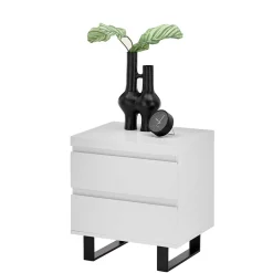 Wohnen Nachttische|Kommoden*Nachtkommode in Weiß mit Schwarz - Atela