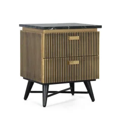 Wohnen Nachtkommode mit Marmorplatte - Hayato