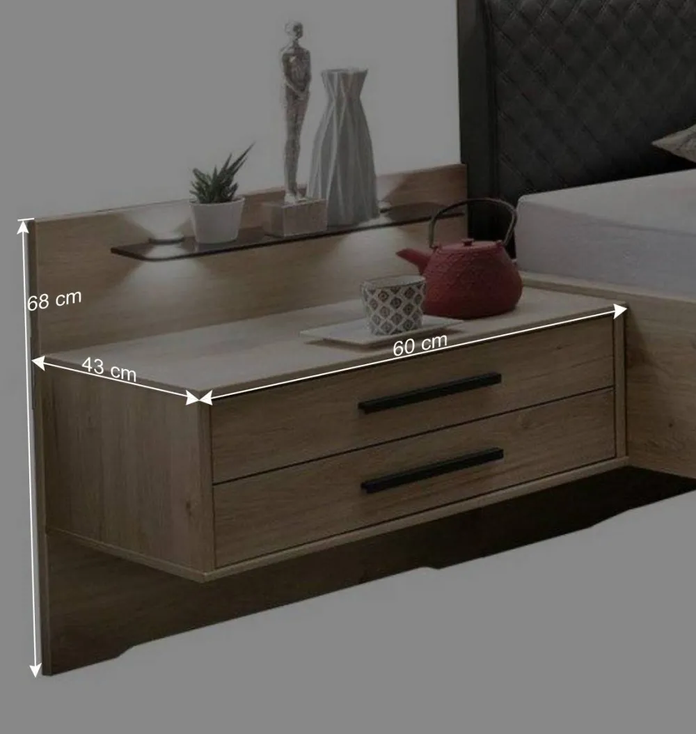 Wohnen Nachtkommoden & Doppelbett Kombi - Licruva I (dreiteilig)