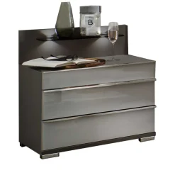 Wohnen Nachttische|Kommoden*Nachtkommoden mit Glasfront Grau - Ocavado (2er Set)