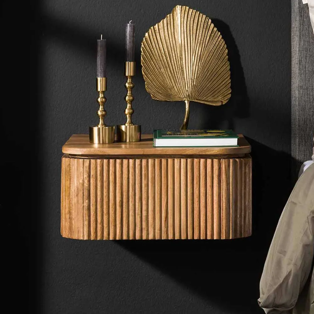 Wohnen Nachtkonsole für die Wandmontage aus Massivholz - Izunamy