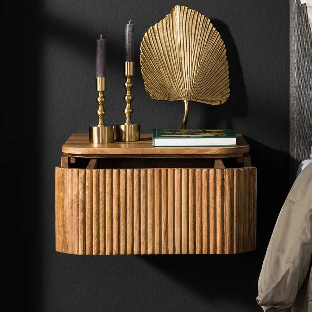 Wohnen Nachtkonsole für die Wandmontage aus Massivholz - Izunamy