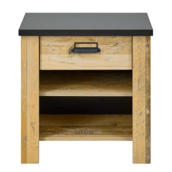 Wohnen Nachtkonsole im Altholz Look & Anthrazit - Naiavio