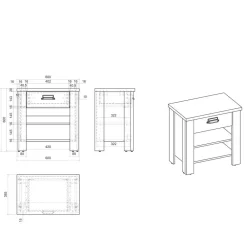 Wohnen Nachtkonsole im Altholz Look & Anthrazit - Naiavio
