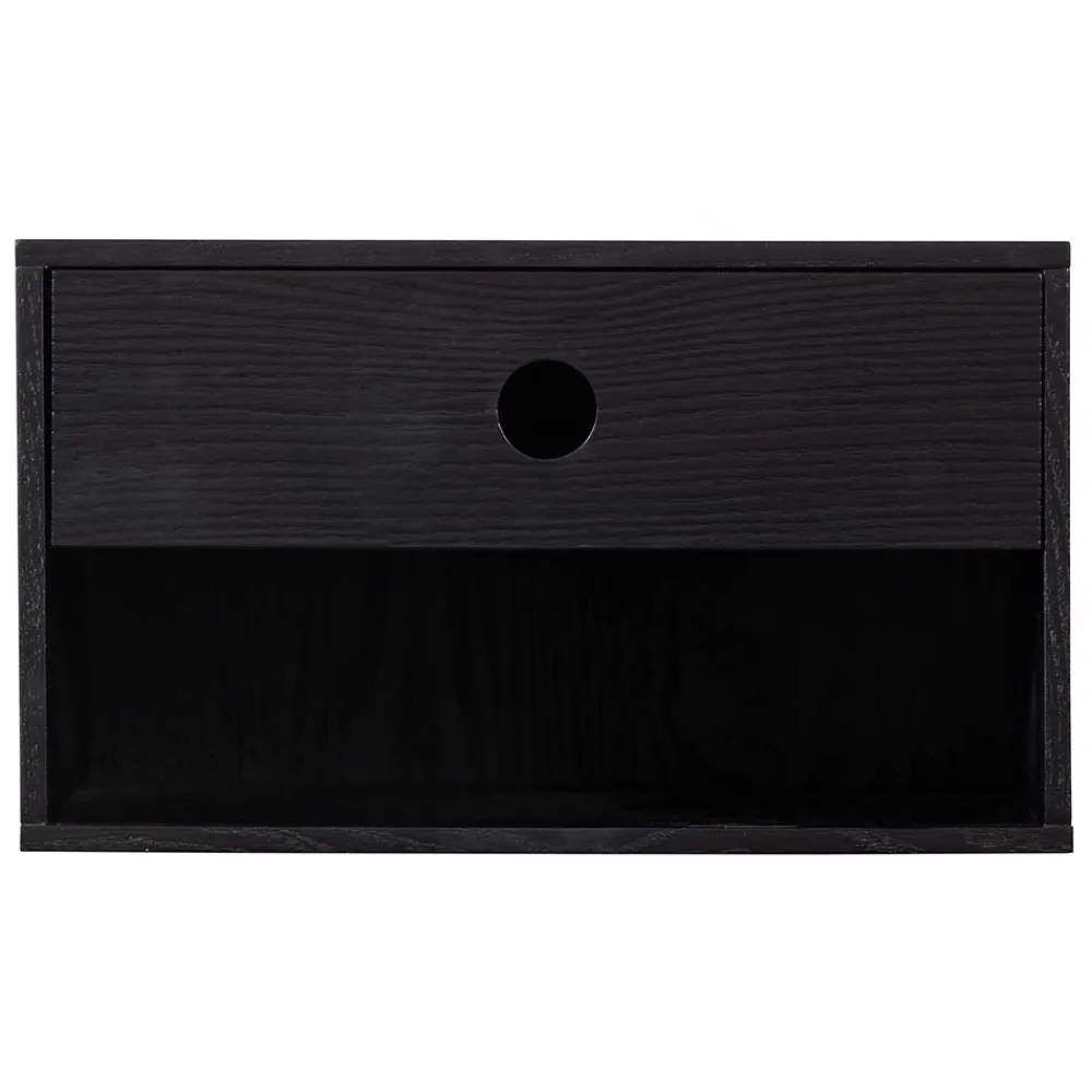 Wohnen Nachtkonsole in Schwarz mit Furnier - Yalin