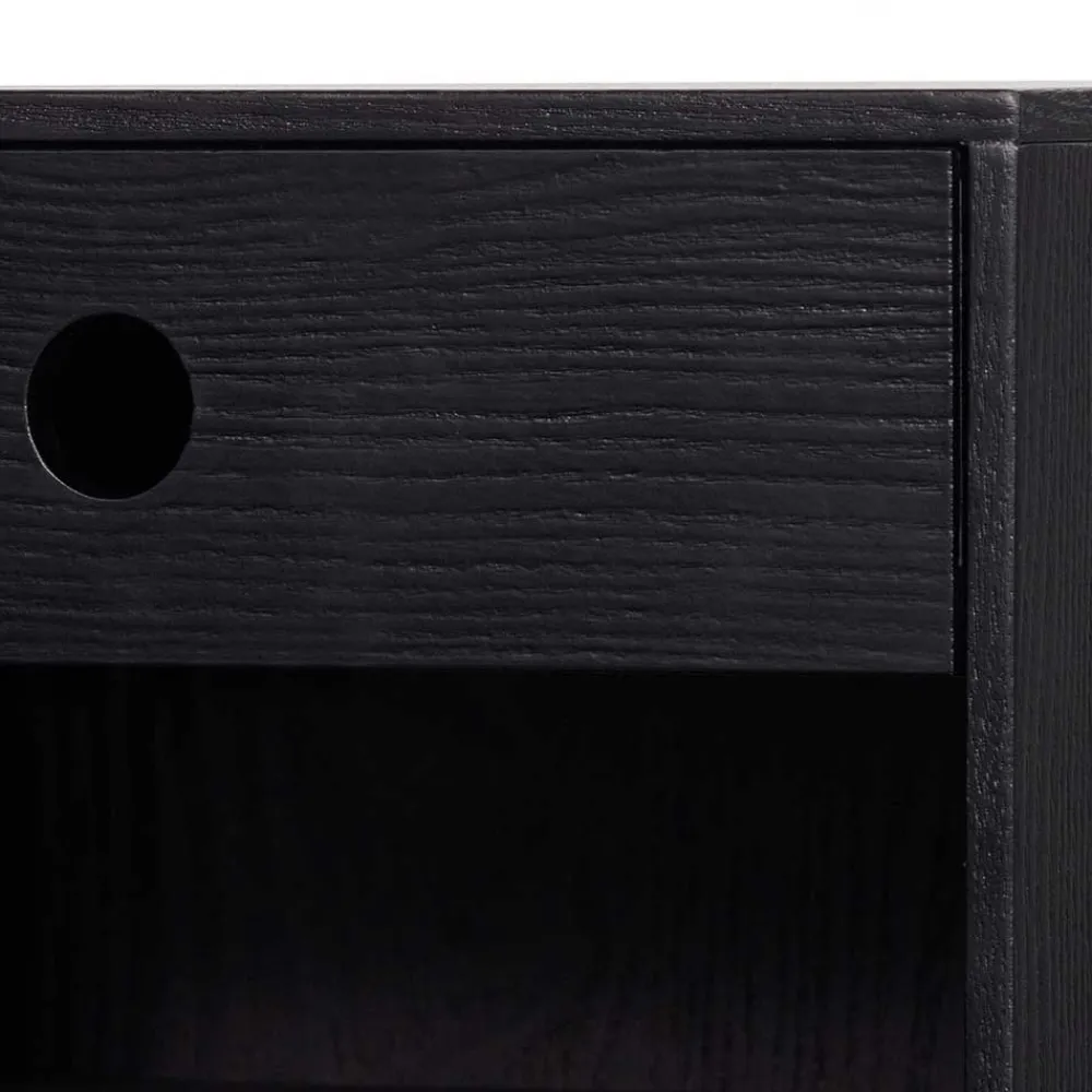 Wohnen Nachtkonsole in Schwarz mit Furnier - Yalin