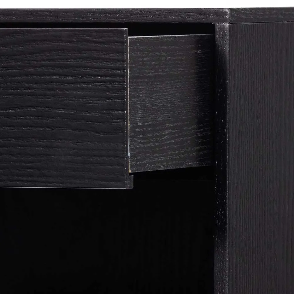 Wohnen Nachtkonsole in Schwarz mit Furnier - Yalin