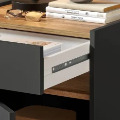 Wohnen Graue Möbel|Nachttische*Nachtschrank in Anthrazit und Wildeiche Dekor - Ahilav