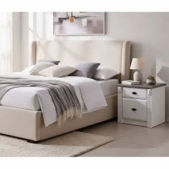 Wohnen Skandinavische Möbel|Landhausmöbel*Nachtschränkchen Caneon in Grau Weiß