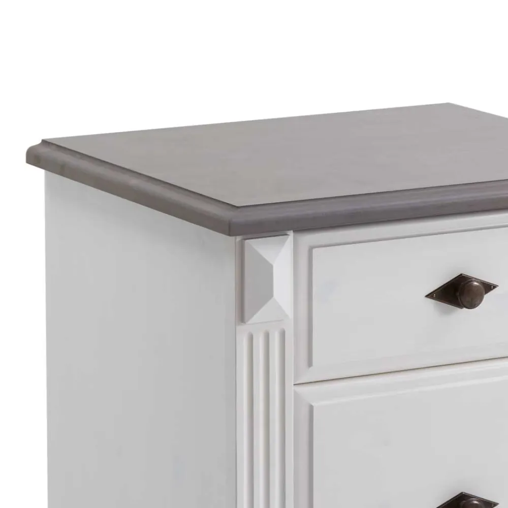 Wohnen Skandinavische Möbel|Landhausmöbel*Nachtschränkchen Caneon in Grau Weiß