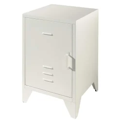 Wohnen Nachttische*Nachttisch mit Tür in Weiß aus Metall - Mavus