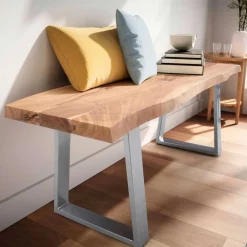 Wohnen Küchenbänke|Esszimmerbänke*Naturkanten Dielenbank aus Akazie massiv - Vibka