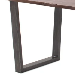 Wohnen Braune Möbel|Naturholzmöbel*Naturkanten-Esstisch mit Trapezgestell - Lausio