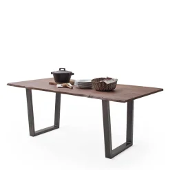 Wohnen Naturholzmöbel|Tische*Naturkantentisch in Walnuss Braun Akazie - Genzema