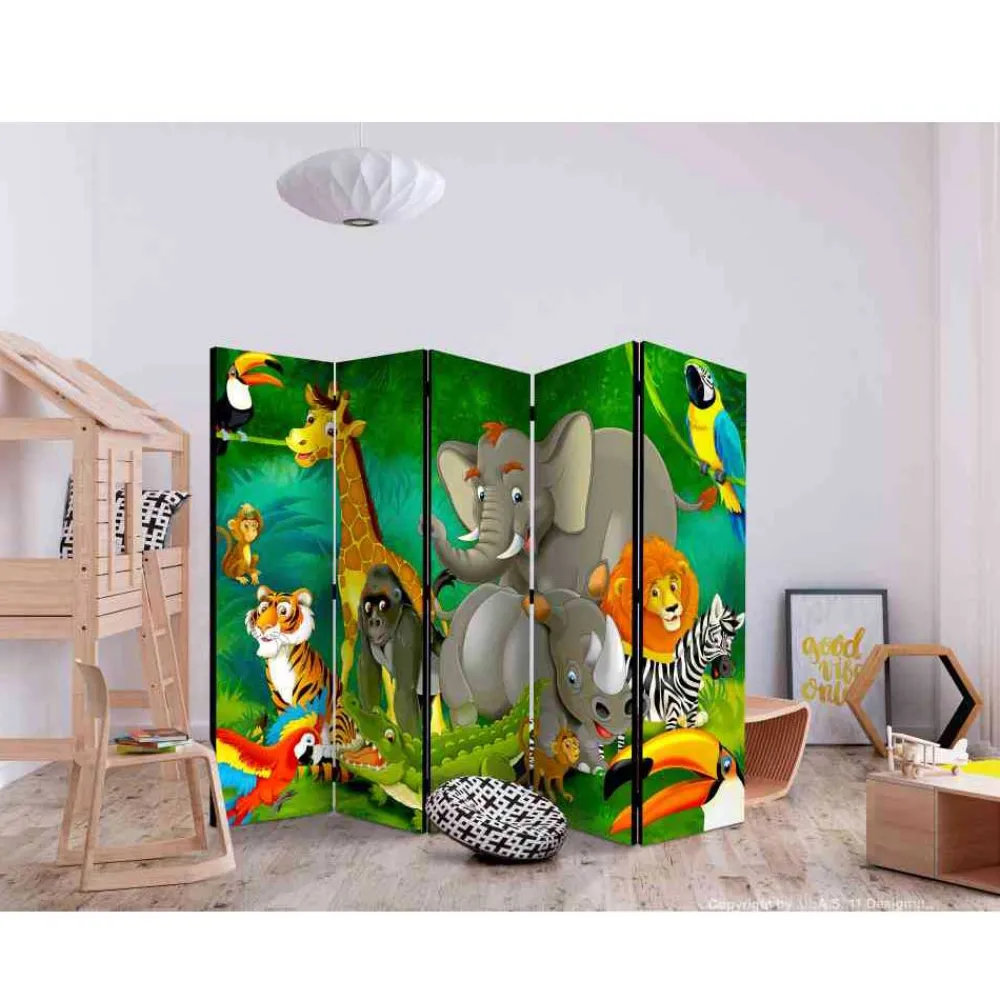 Kinder Wohnen Niedlicher Kinder Paravent Dschungeltiere - Adatto