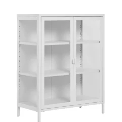 Wohnen Wohnzimmerschränke|Vitrinen*Niedrige Vitrine aus Stahl in Weiß - Sancrez