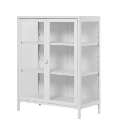 Wohnen Wohnzimmerschränke|Vitrinen*Niedrige Vitrine aus Stahl in Weiß - Sancrez