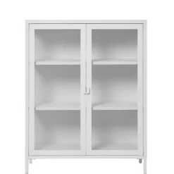 Wohnen Wohnzimmerschränke|Vitrinen*Niedrige Vitrine aus Stahl in Weiß - Sancrez