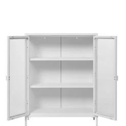 Wohnen Wohnzimmerschränke|Vitrinen*Niedrige Vitrine aus Stahl in Weiß - Sancrez