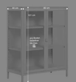 Wohnen Wohnzimmerschränke|Vitrinen*Niedrige Vitrine aus Stahl in Weiß - Sancrez