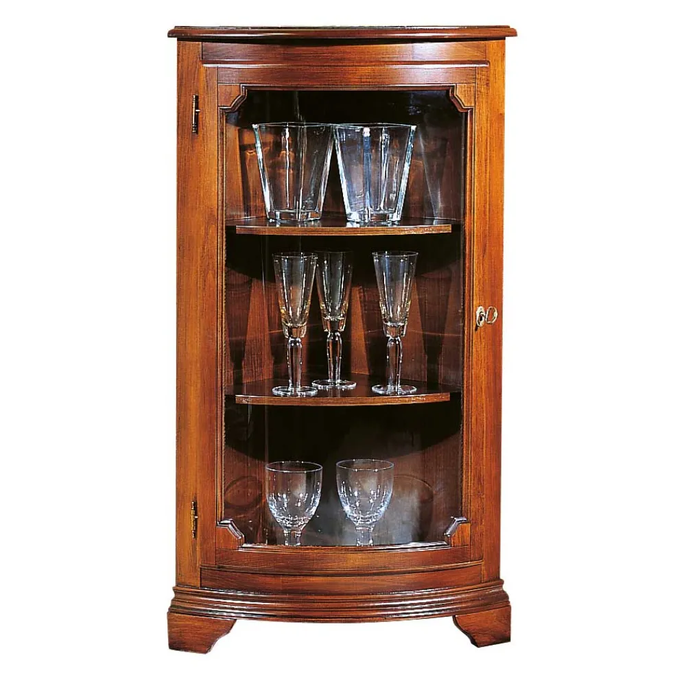 Wohnen Italienische Möbel|Esszimmer-Vitrinen*Niedrige Vitrine für die Ecke in Nussbaum - Yawira