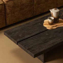 Wohnen Asiatische Möbel*Niedriger Couchtisch in Dunkelbraun Holzoptik - Rosiblo