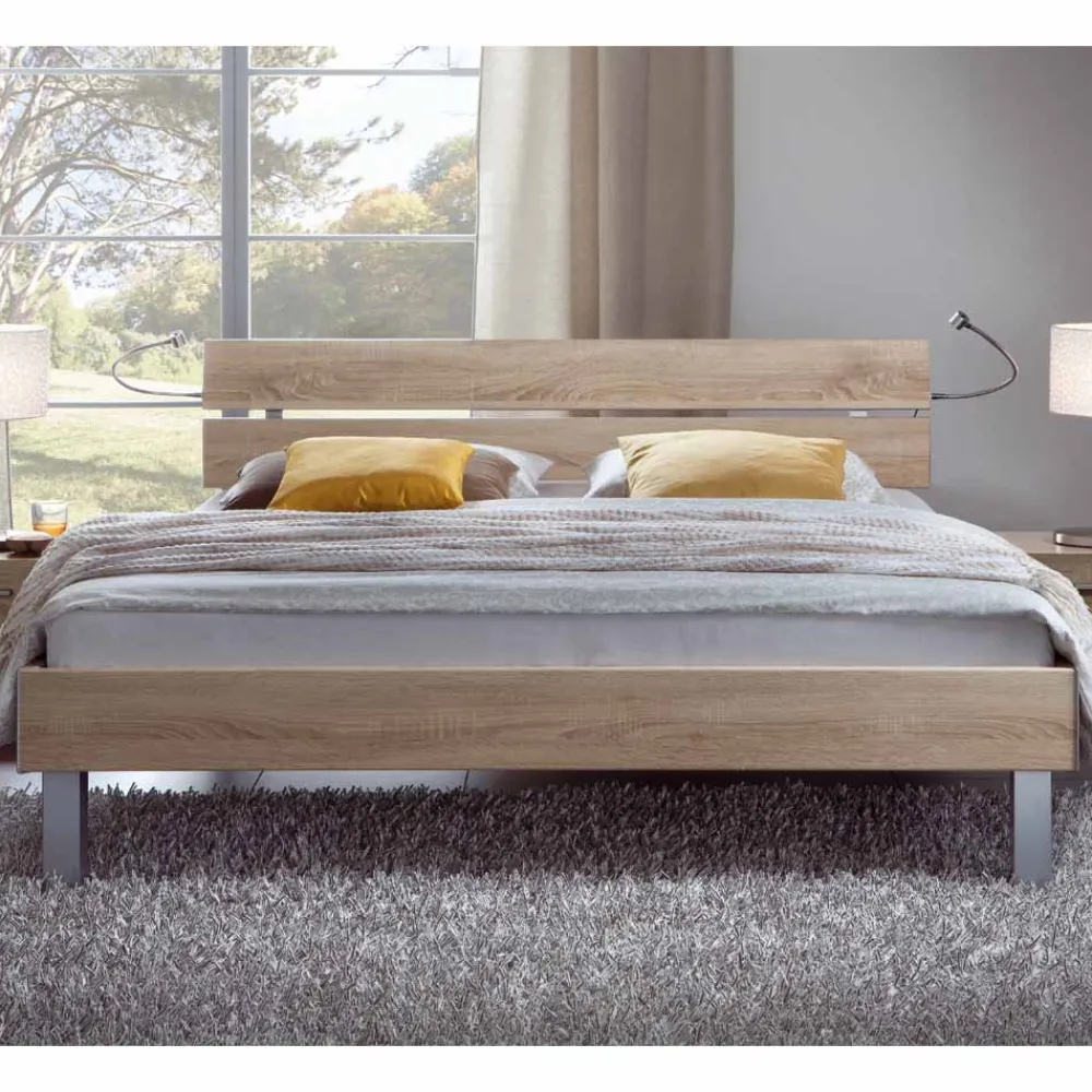 Wohnen Niedriges Bett Hamburg in Eiche Sonoma Dekor