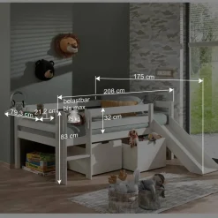 Kinder Wohnen Niedriges Spielbett mit Rutsche - Epiros