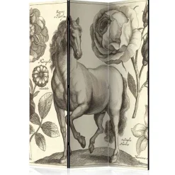 Kinder Wohnen Nostalgie Paravent Pferd & Blumen - Ilea