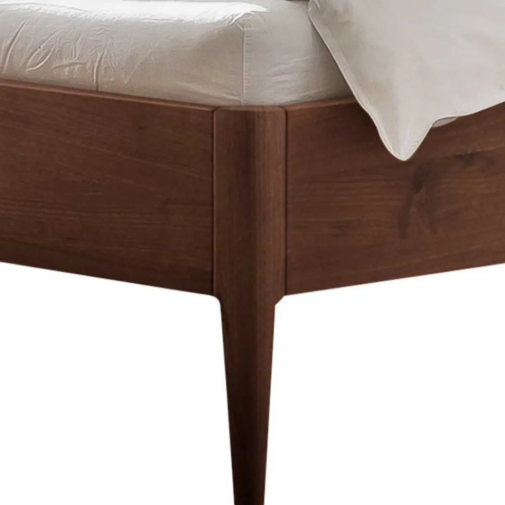 Wohnen Braune Möbel|Betten*Nussbaum Doppelbett mit Stoff Kopfteil - Filippo