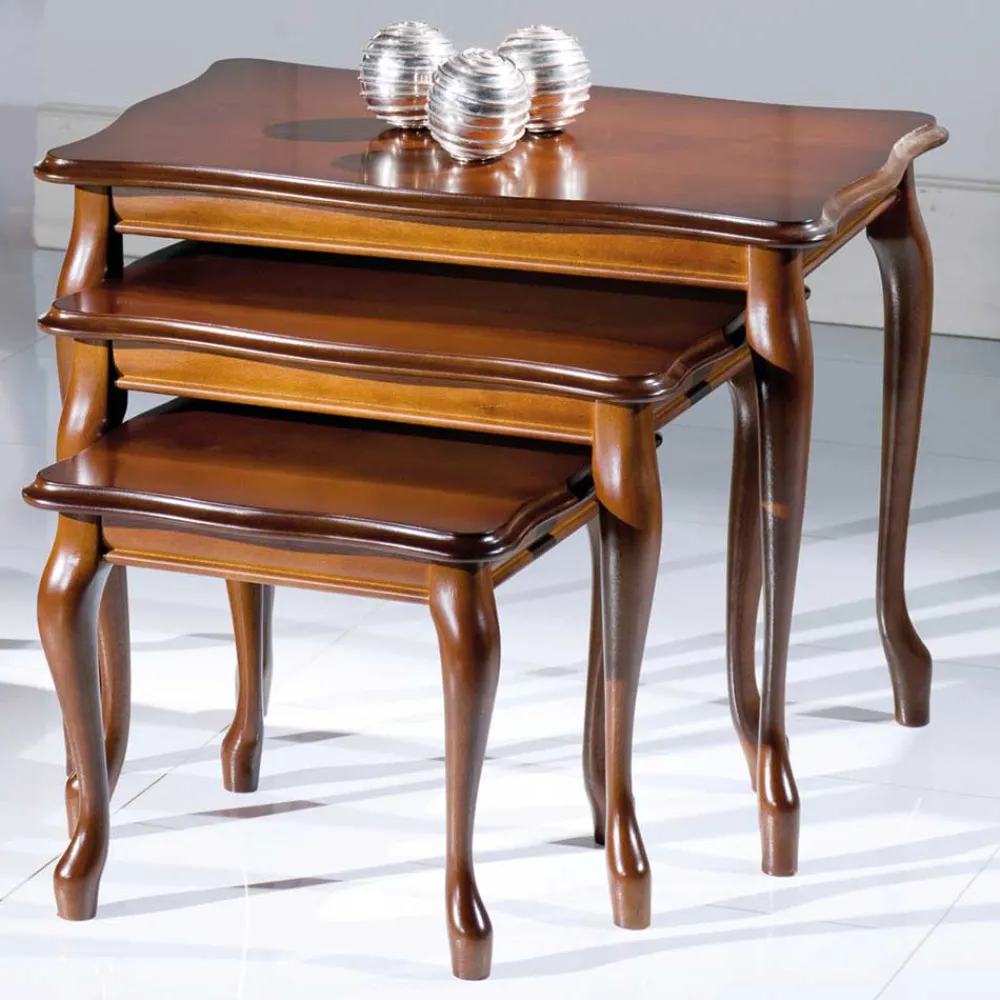 Wohnen Nussbaum Furnier Dreisatztisch Mugello im italienischen Stil (dreiteilig)