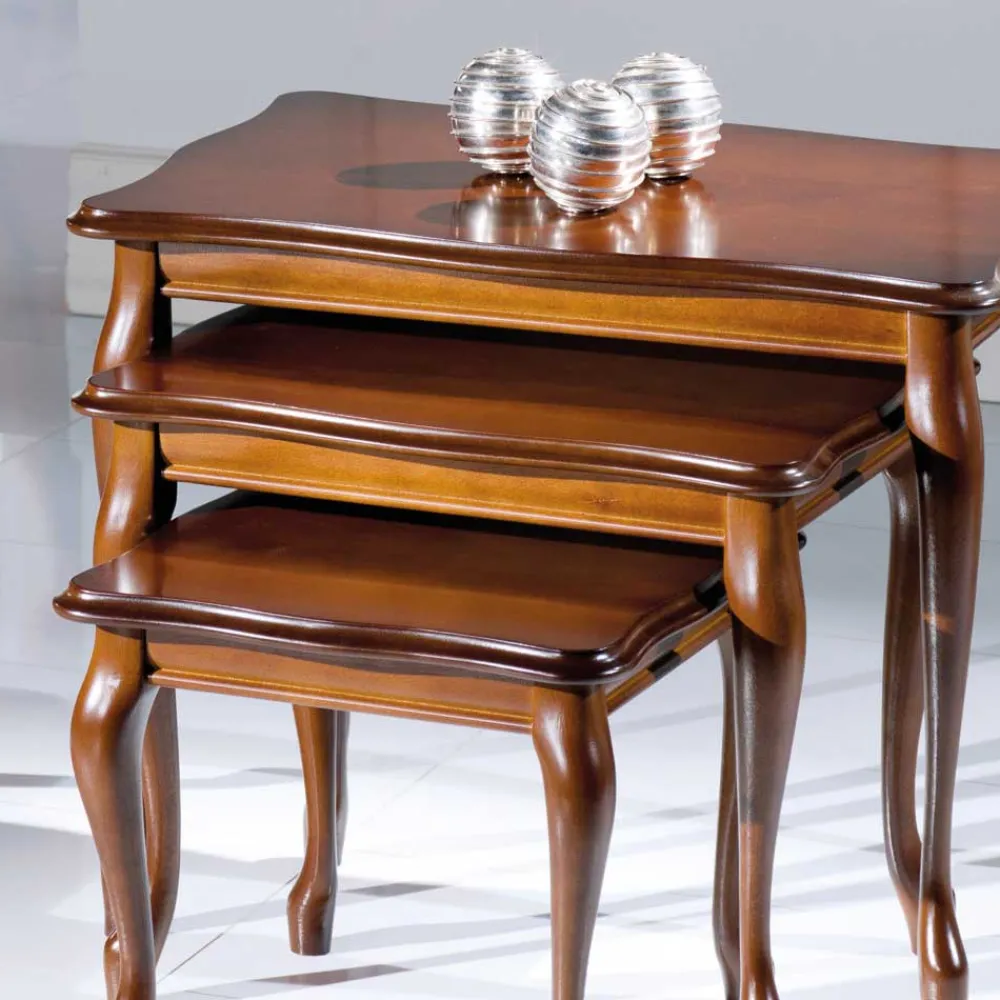 Wohnen Nussbaum Furnier Dreisatztisch Mugello im italienischen Stil (dreiteilig)