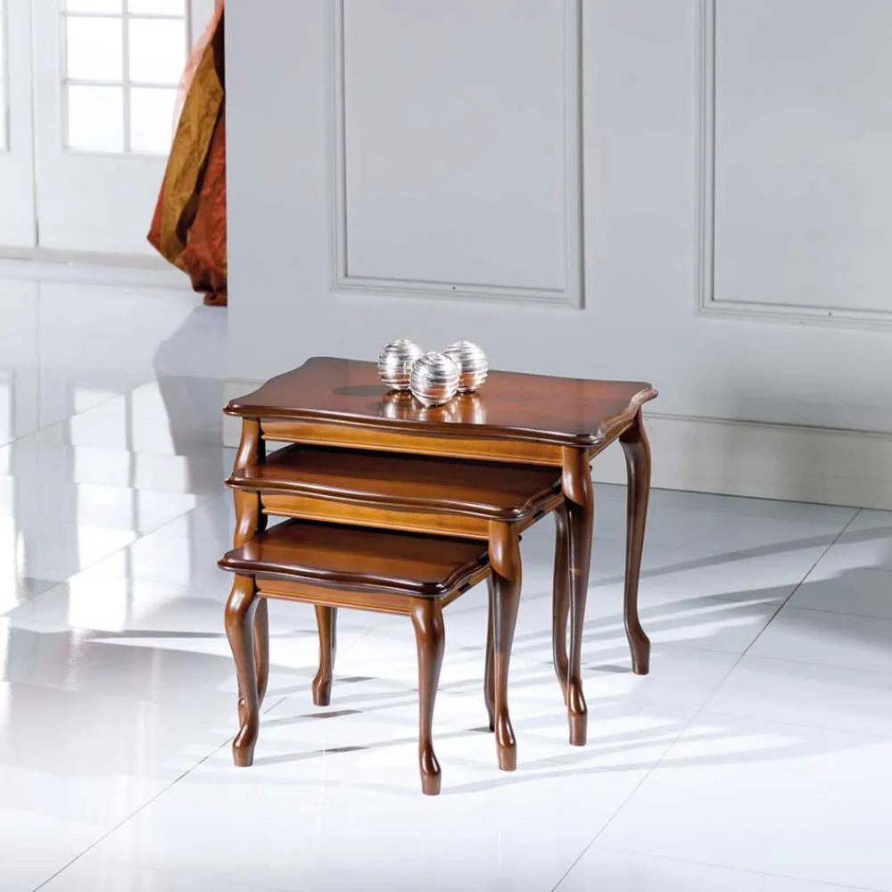 Wohnen Nussbaum Furnier Dreisatztisch Mugello im italienischen Stil (dreiteilig)