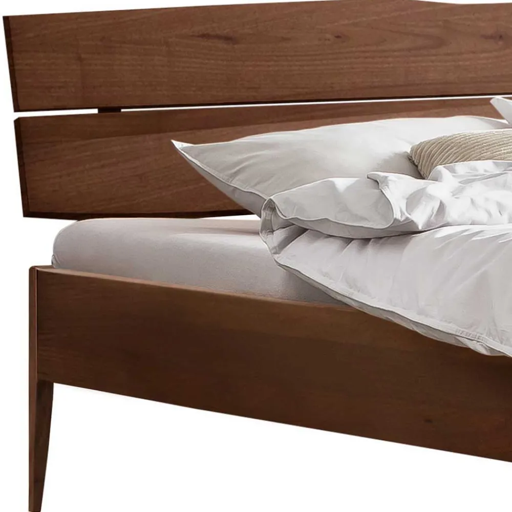 Wohnen Braune Möbel*Nussbaum Holzbett mit Baumkante Kopfteil - Elegatos