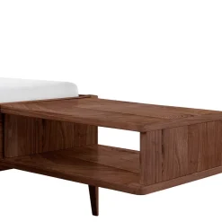Wohnen Braune Möbel*Nussbaum Holzbett mit Baumkante Kopfteil - Elegatos
